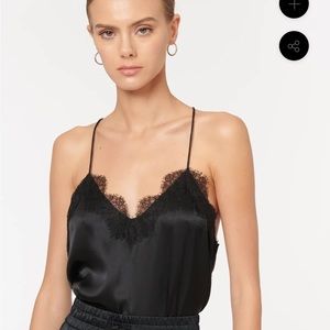 Cami NYC silk black lace Racer camisole
